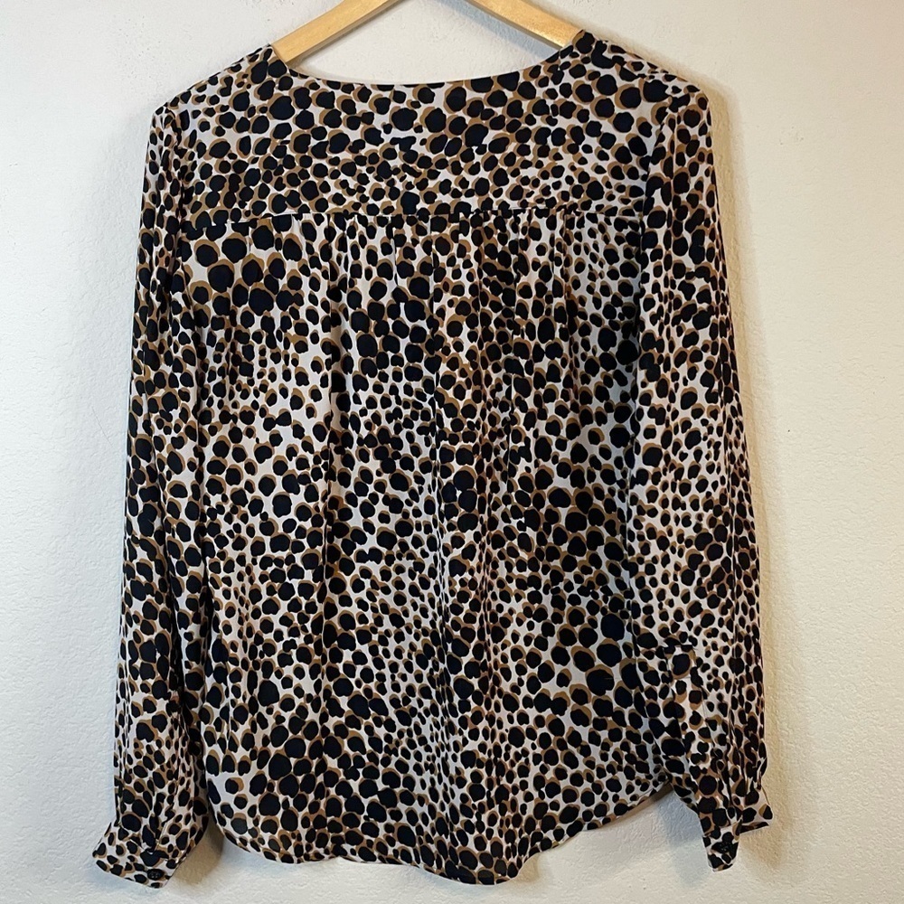 Loft Leopard Print Long Sleeve Button Front Shirt… - image 6